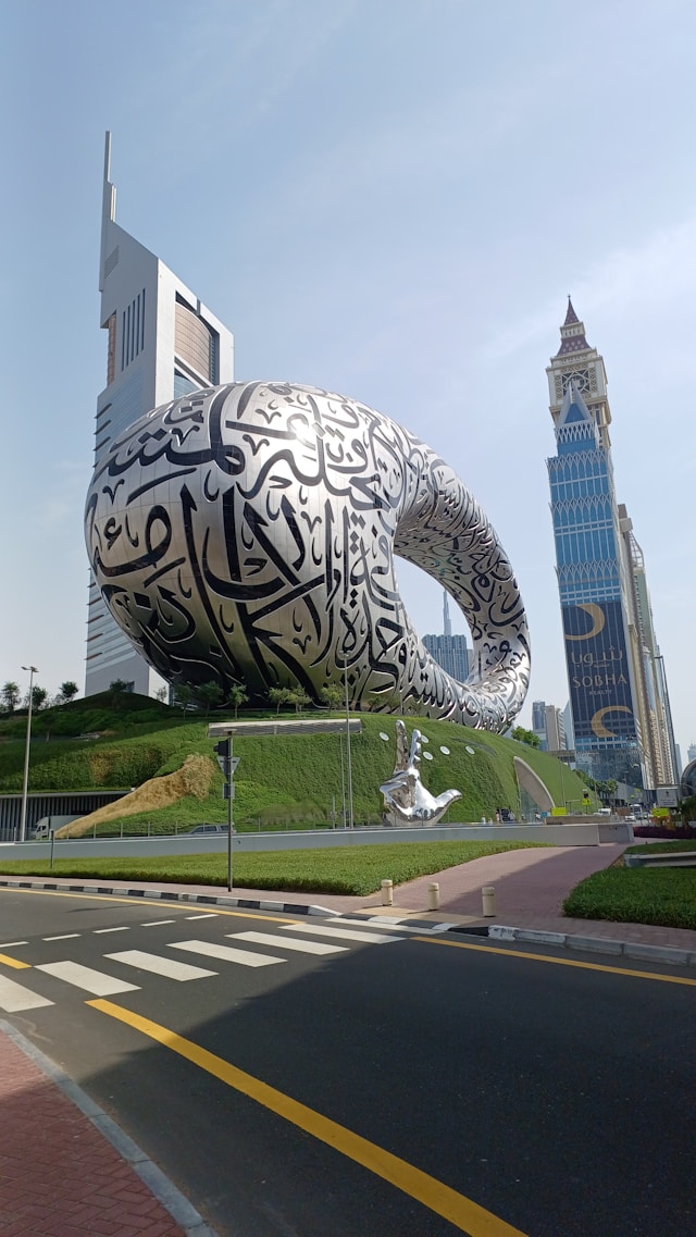 Tourist enjoying Dubai cityscape